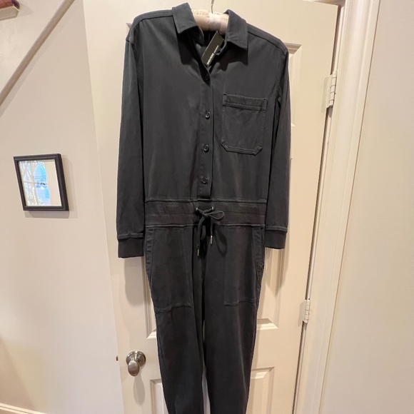 James Perse Mixed Media Utility Jumpsuit, Black, James Perse Size 1, NWT - Picture 3 of 16